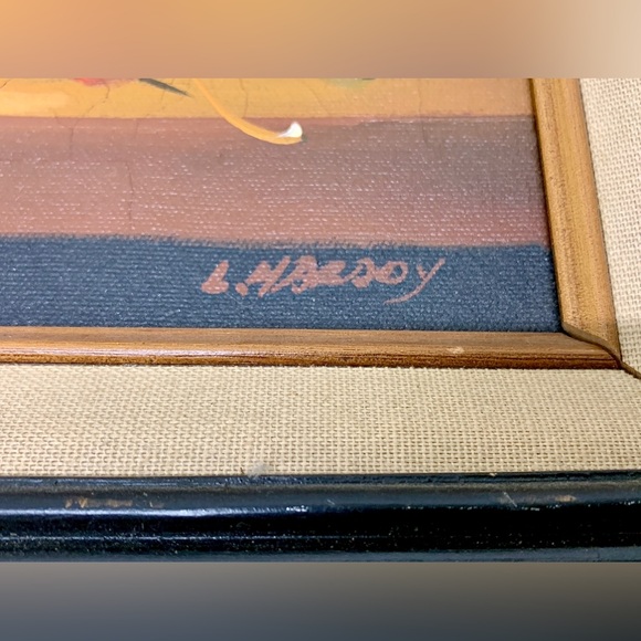 Vtg Original Oil on Canvas Wooden Framed L Habady Still Life Painting - Picture 6 of 13